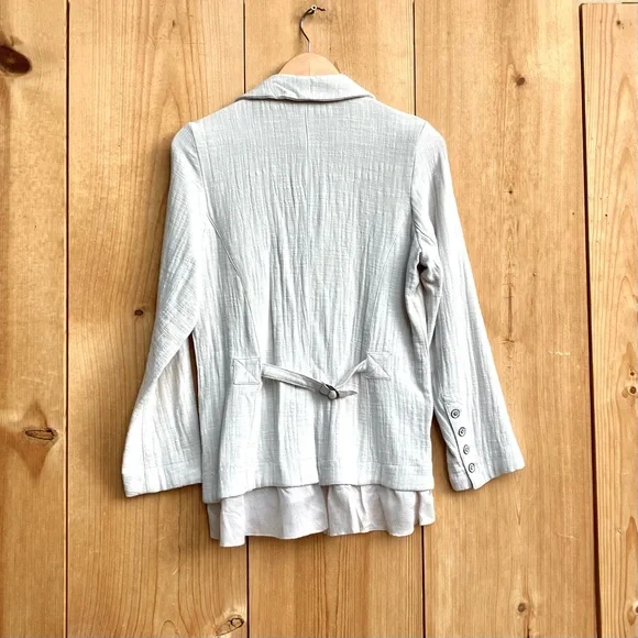 Sundance Turlington 100% Cotton Ruffle Trim Textured Blazer Jacket Sz 2 - Picture 7 of 7